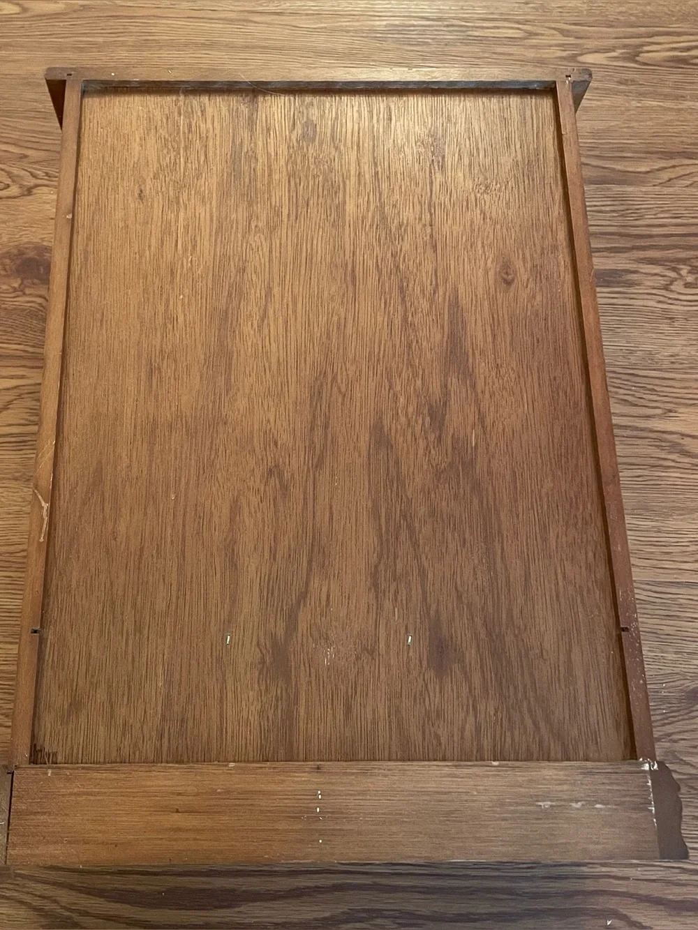 Vintage Large Wood Armoire Style Jewelry Box Gold Etched Glass Doors 17”